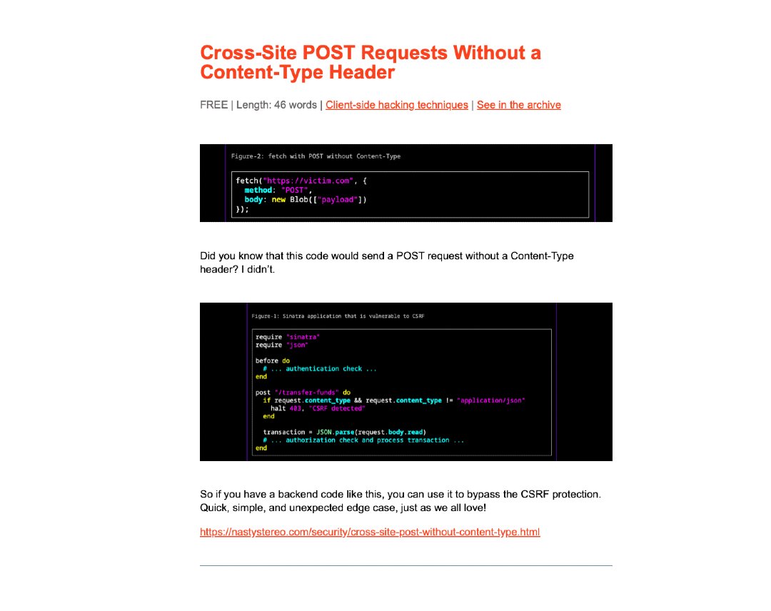Cross-Site POST Requests Without a Content-Type Header by <a href="/lukejahnke/">Luke Jahnke</a>
nastystereo.com/security/cross…
#BBRENewsletter85