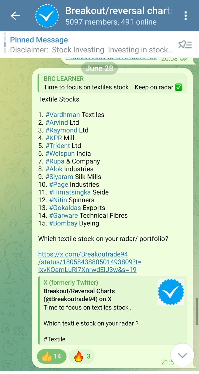 Breakoutrade94's tweet photo. #Textilestock
I spotted the bottom in the textile sector as early as June, well before it came onto the broader market radar. 🎯
Strategic entries during that phase have now delivered strong returns for those who backed their conviction. 💸
This highlights the edge of precise analysis and timely execution in the market! 🔥"
Join my telegram channel for more such update - https://t.co/2maGg2lNyJ