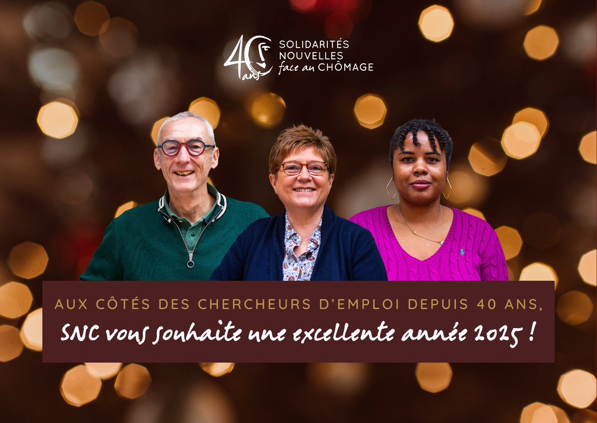 AssociationSNC's tweet image. BONNE ANNÉE 2025 ! 📷
Pour l&apos;entrée dans l&apos;année de son 40ème anniversaire, SNC vous souhaite :
✨de la santé et de la joie
✨de l&apos;engagement et de la solidarité
✨de l&apos;épanouissement personnel et professionnel

snc.asso.fr
#vœux #solidarité #chômage