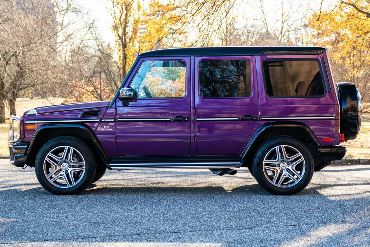 carsandbids's tweet photo. CLOSING TOMORROW:

This 2016 Mercedes-Benz G63 AMG is a rare Crazy Color Edition model – a very limited and expensive option – that boasts a stunning Galactic Beam finish. 

Plus it has a 563-hp twin-turbocharged V8 engine and shows only 33,600 miles.

https://t.co/7GwSyC3TpE https://t.co/mg5OhL7l4a