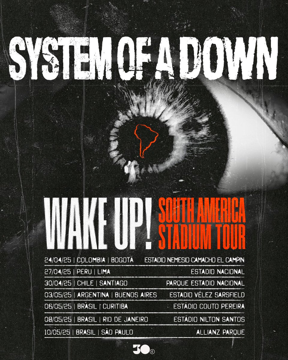 systemofadown's tweet image. Wake Up South America! We did. We heard you. We’re coming. 

Sign up to our list for first access to pre-sale tickets starting Tuesday, Dec 17, at 10AM local time (*Peru at 8AM). General on-sale begins at 12PM local on Thursday, Dec 19. 

systemofadown.com