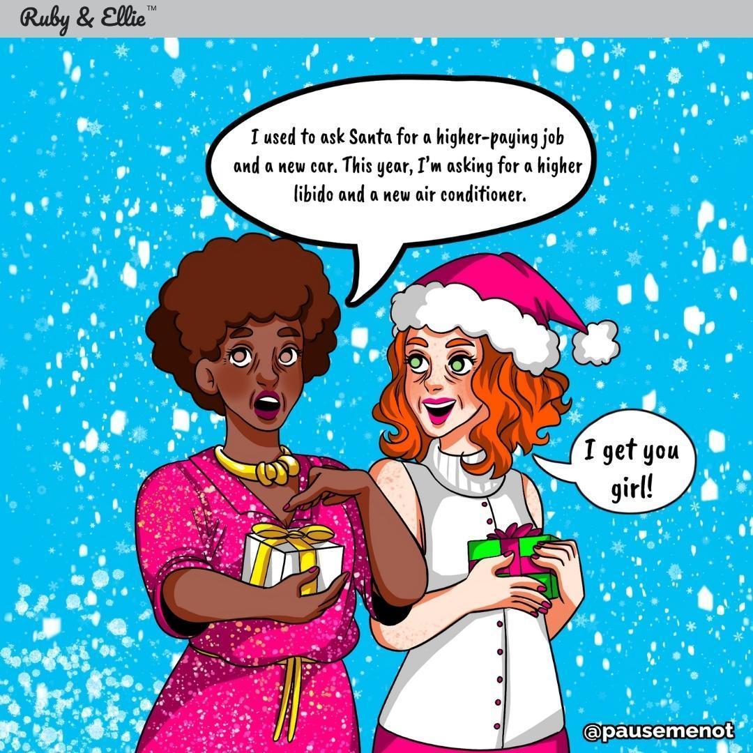 PauseMeNot's tweet photo. Who else is putting “higher libido” on their Christmas wish list this year? 🎄😉 #HolidayHopes

#menopauseawareness #menopause #perimenopause https://t.co/LmQIq8jmNd