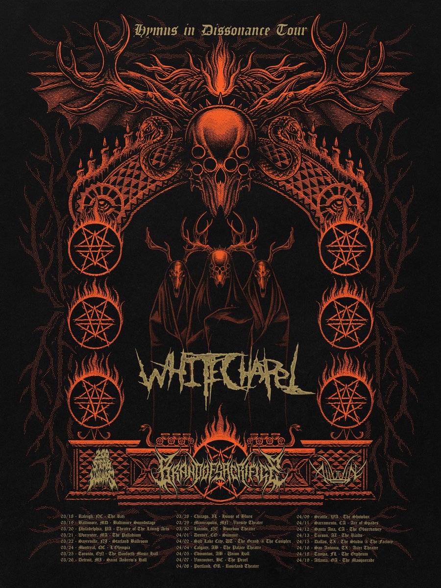 Coming spring 2025….. the “Hymns in Dissonance” tour featuring Brand of Sacrifice, 200 Stab Wounds and Alluvial

Local Presales: Thursday December 19th @ 10:00 AM Local time
On Sale: Friday December 20th @ 10:00 AM Local time