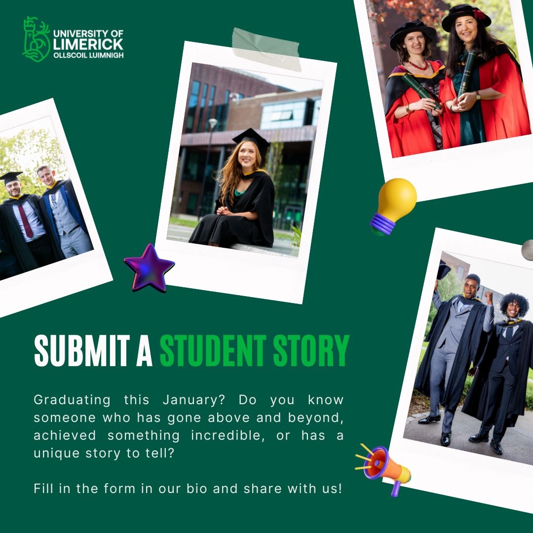 Graduating this January? 

The Ceremonies Office would love to hear about any interesting graduation stories from you, the graduand, or on behalf of another graduand 🎓👏

🔗Fill in the form linked in our bio and share with us!

#ulgraduation #studyatul