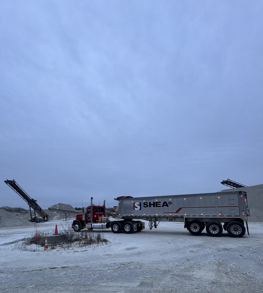 SheaConcrete's tweet photo. Our @PeterbiltMotors “Power Fleet” is heavy-hauling its way into the last full work week on 2024 ❄️ … It’s always a great day for a “Make It Happen Monday” 🇺🇸 … Teamwork makes the dream work #precastconcrete #thesheaway #mactrailer #madeintheusa🇱🇷 #teamworkmakesthedreamwork https://t.co/1HRuPEYUa2