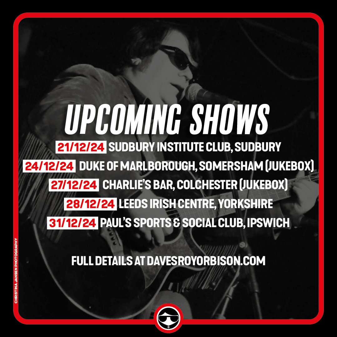 Here's where I'll be for the rest of this month. For more details on each gig, visit my website at davesroyorbison.com/#/