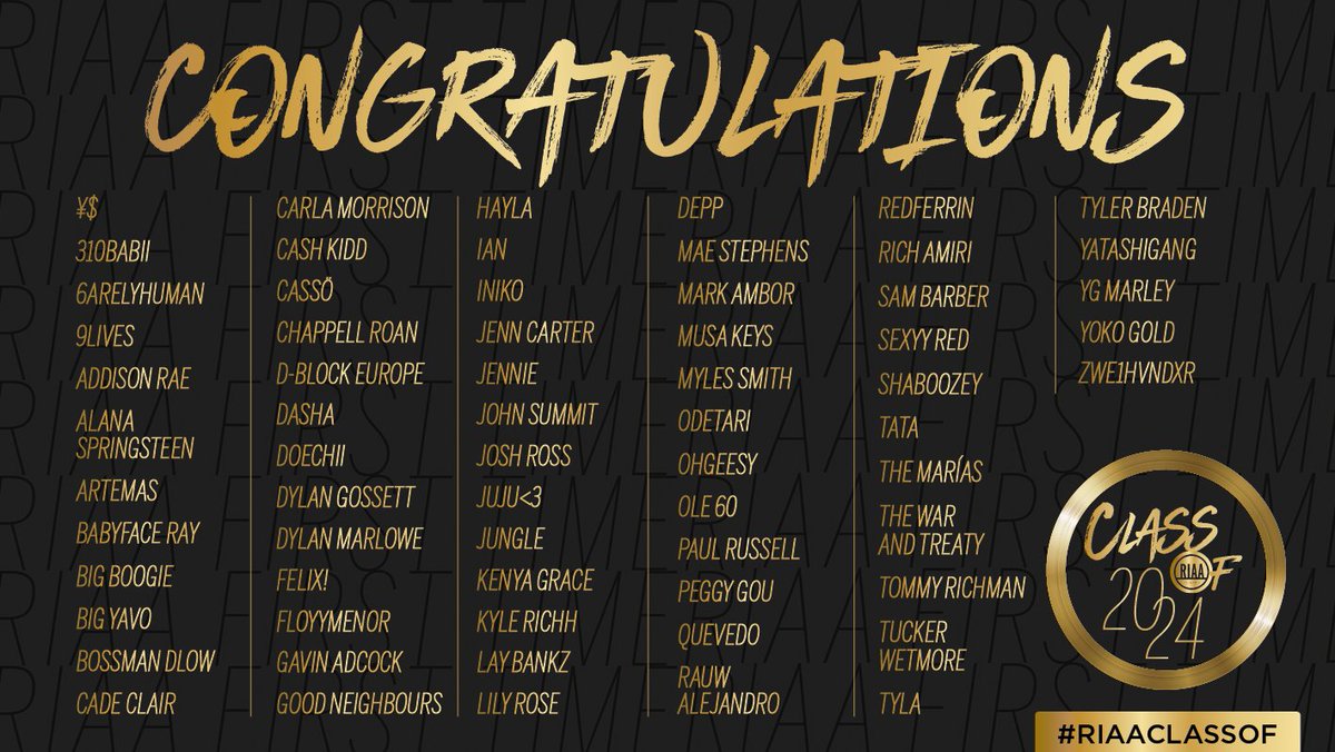 Join us in celebrating these artists earning their FIRST Gold 📀 &amp; Platinum 💿 certifications. A moment in their career they will never forget! 🔗 bit.ly/3ZVMMJS