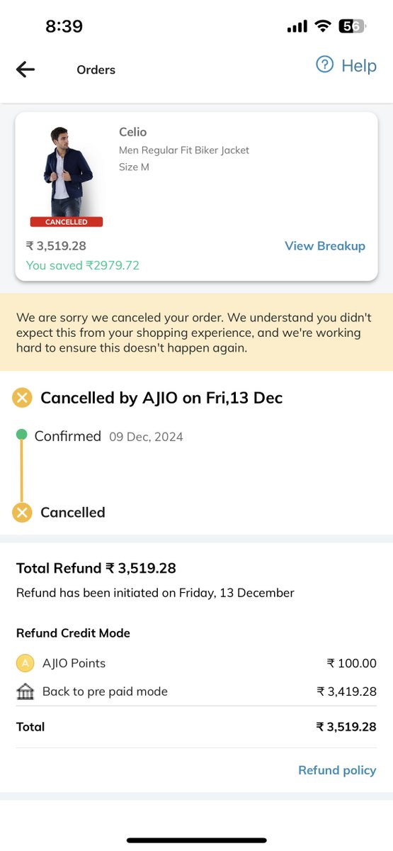 ghanshy00988654's tweet image. @vineethnair8 @AjioCares @BandBajaateRaho @jagograhakjago 
3 cancellations—seriously @AJIOLife? 🤯 Ordered, waited, and now canceled AGAIN! From excitement to endless disappointment. What’s the point of shopping if you can’t deliver? Fix this! #AjioFail