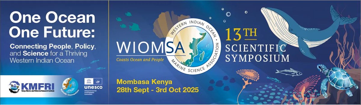 “One Ocean, One Future: Connecting People, Policy, and Science for a Thriving Western Indian Ocean,” is the theme for the upcoming 13th WIOMSA Symposium set to take place in Mombasa, Kenya from 28th September to 3rd October 2025.