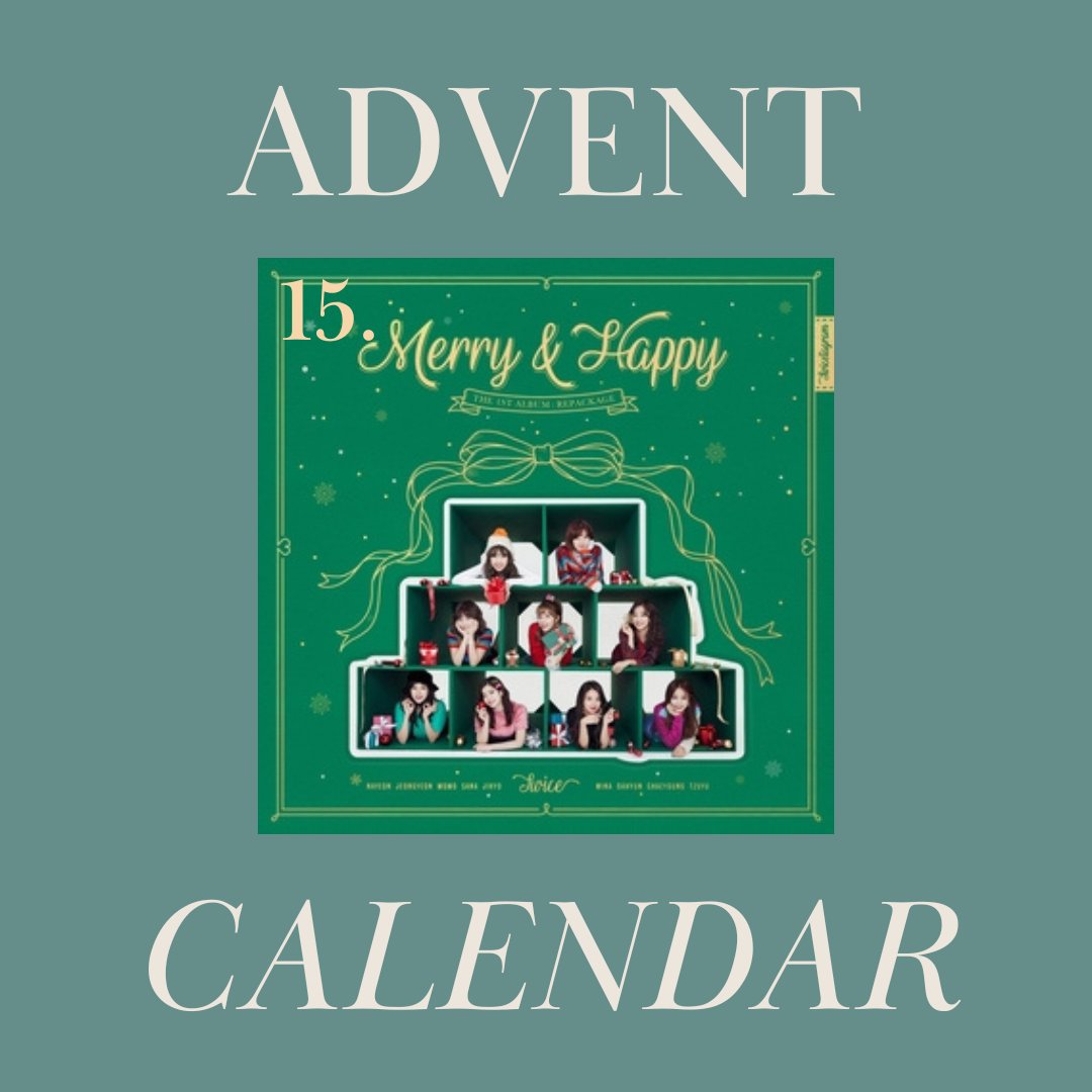 BangsongK's tweet photo. Due to account issues this is posted late.
Day 15 of the advent calendar features Twice and their 2017 song "Merry &amp; Happy." Showcasing joyful vocals and heavy instrumentals that celebrate Christmas. The music video enhances the energy, making it a must-watch for Twice fans! https://t.co/MSrD2Nl7ES