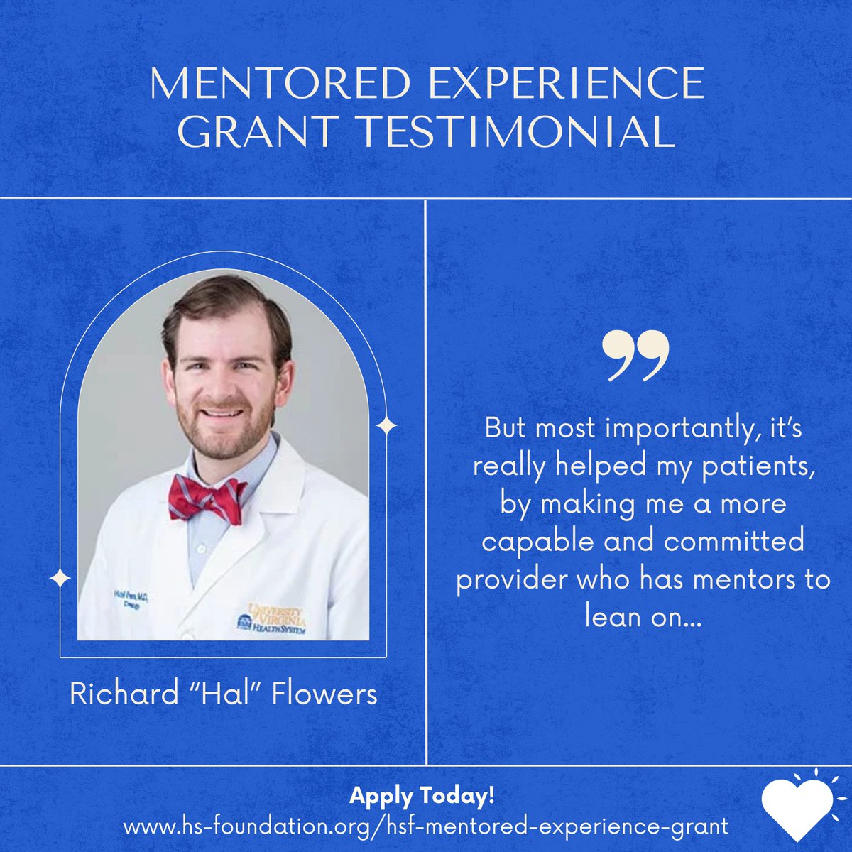 Apply for the HSF Mentored Experience Grant and take your career to the next level! This grant offers an opportunity to learn from leaders in the field and enhance your skills in managing HS.

📅Applications close 1/31/25.

Learn more and apply today: hs-foundation.org/hsf-mentored-e…