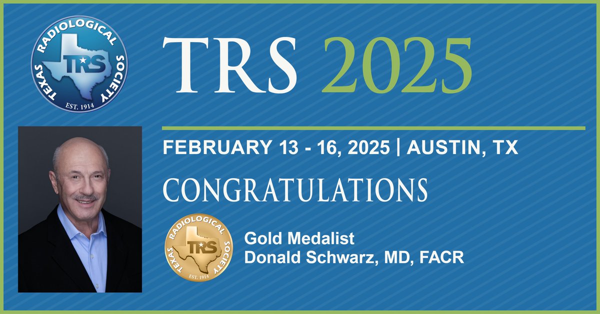 Texas Radiological Society (@txradsociety) on Twitter photo Congratulations Donald Schwarz, MD, FACR with <a href="/TexasOncology/">Texas Oncology</a> for being named the TRS 2025 Gold Medalist! We look forward to celebrating Dr. Schwarz and his many accomplishments at #TRS2025!
Join us: txrad.org/annualmeeting Congratulations Donald Schwarz, MD, FACR with <a href="/TexasOncology/">Texas Oncology</a> for being named the TRS 2025 Gold Medalist! We look forward to celebrating Dr. Schwarz and his many accomplishments at #TRS2025!
Join us: txrad.org/annualmeeting