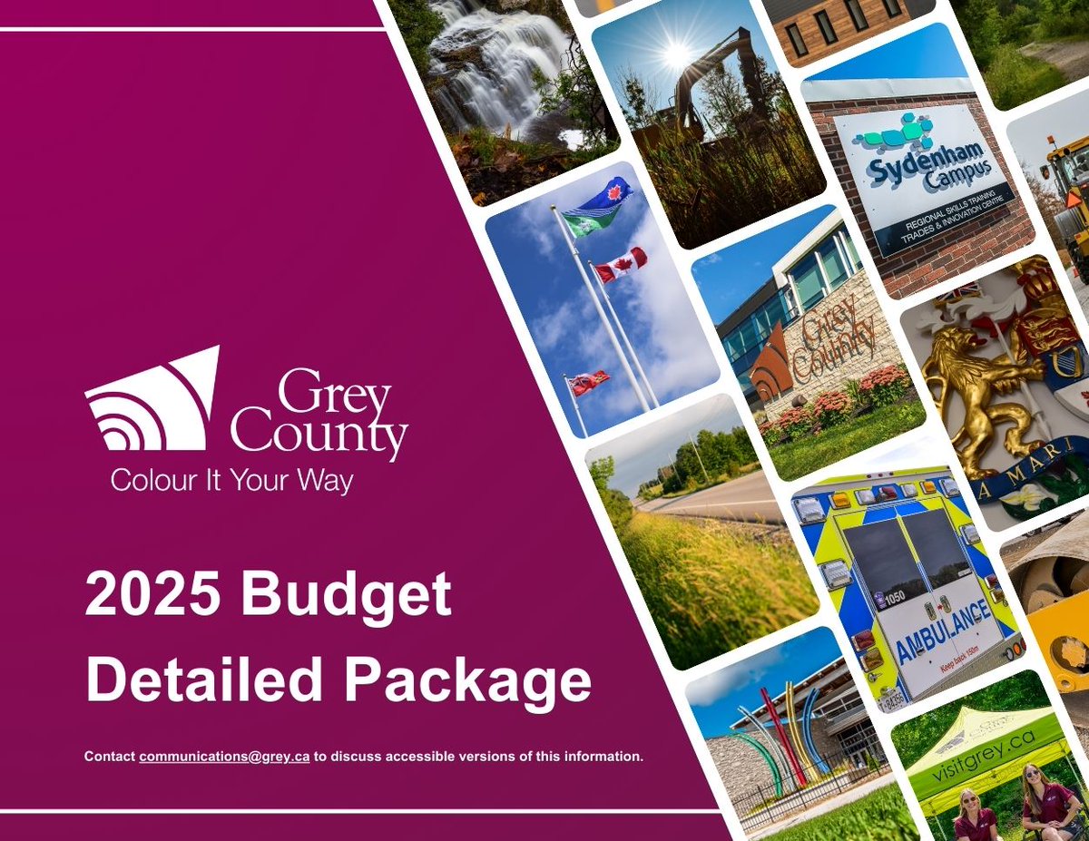 News: Grey County Council has given first approval to the 2025 budget. The total operating and capital budget is $302.4 million, requiring $78.4 million from levy, an increase of 3.33% compared to 2024. grey.ca/news/grey-coun…