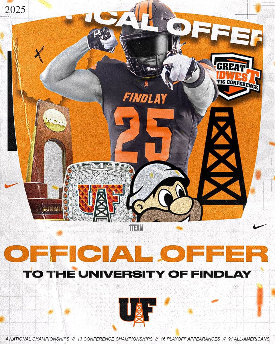 CamrenW72176's tweet photo. I’m bless to receive another offer from the university of Findlay @KoachWeaver @247recruiting @PrepRedzoneIL @ScottC_Scout @ExpoRecruits @AllenTrieu https://t.co/HAsZ9si2NZ