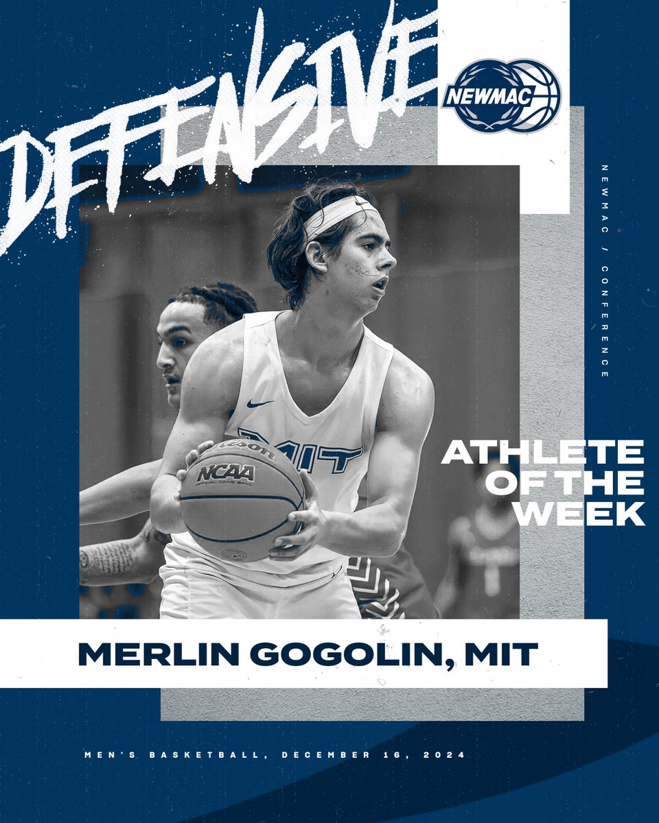 NEWMAC (@newmacsports) on Twitter photo MEN'S BASKETBALL 🏀
DEFENSIVE ATHLETE OF THE WEEK
<a href="/MITAthletics/">MIT Athletics</a> Merlin Gogolin pulled down 11 defensive boards, while collecting 4 steals and 2 blocks in a pair of wins for MIT.
ow.ly/tBV550UrR0C
#GoNEWMAC // #WhyD3 MEN'S BASKETBALL 🏀
DEFENSIVE ATHLETE OF THE WEEK
<a href="/MITAthletics/">MIT Athletics</a> Merlin Gogolin pulled down 11 defensive boards, while collecting 4 steals and 2 blocks in a pair of wins for MIT.
ow.ly/tBV550UrR0C
#GoNEWMAC // #WhyD3