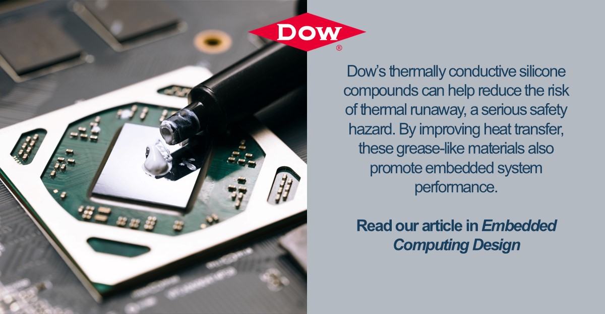 Dow Performance Silicones (@dowsilicones) on Twitter photo How do you improve heat transfer in the smaller, denser #electronics used in #embedded systems? âť“
DOWSIL™ TC-5960 is a grease-like material with high thermal conductivity and low thermal resistance.
Learn more from our article with <a href="/embedded_comp/">Embedded Computing Design</a>:
dow.inc/3VFXvpg How do you improve heat transfer in the smaller, denser #electronics used in #embedded systems? âť“
DOWSIL™ TC-5960 is a grease-like material with high thermal conductivity and low thermal resistance.
Learn more from our article with <a href="/embedded_comp/">Embedded Computing Design</a>:
dow.inc/3VFXvpg