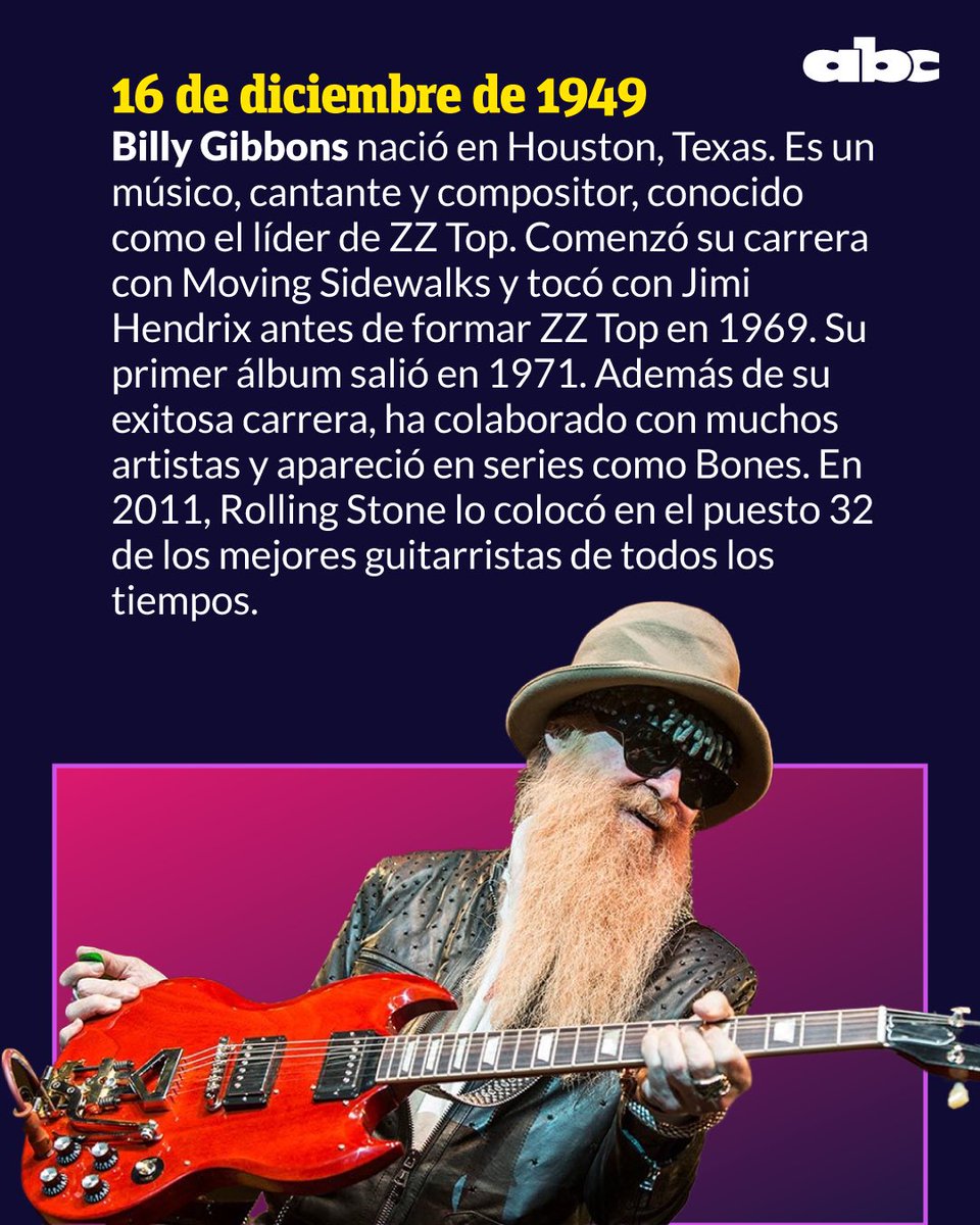 Romance985's tweet photo. #Efemérides | Un día como hoy en la historia del rock 🤘🔥
🎸 Nacía el guitarrista y cantante #TonyHicks de The Hollies.
🎂 Además celebramos el cumpleaños de Billy Gibbons el líder de ZZ Top.
🗓️ 🎶 Un día como hoy se publicaba el primer single de Jimi Hendrix, “Hey Joe”.
Leé más 👉
¿Cuál es tu favorito? 👇
98.5FM🎧 Solo Éxitos.
📲https://t.co/1xieAzYSd5