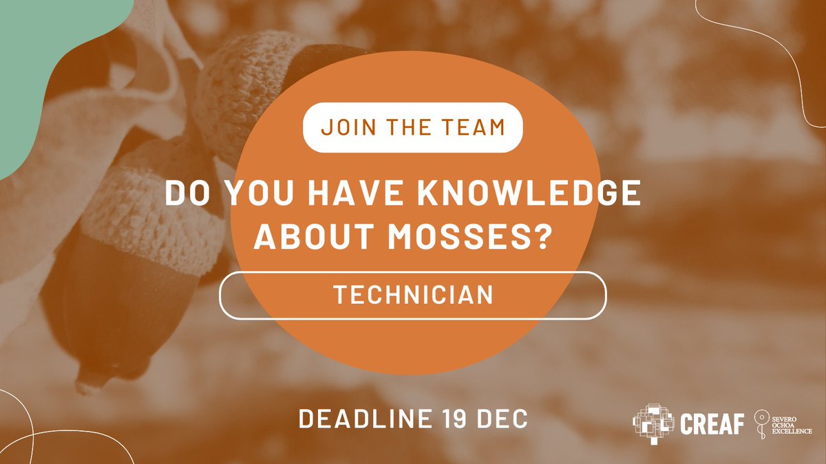 📢#joboffer! We're seeking for a #lab &amp; fieldwork technician to work in a moss #research project ✨🌱  

All the info: creaf.factorialhr.com/job_posting/te…