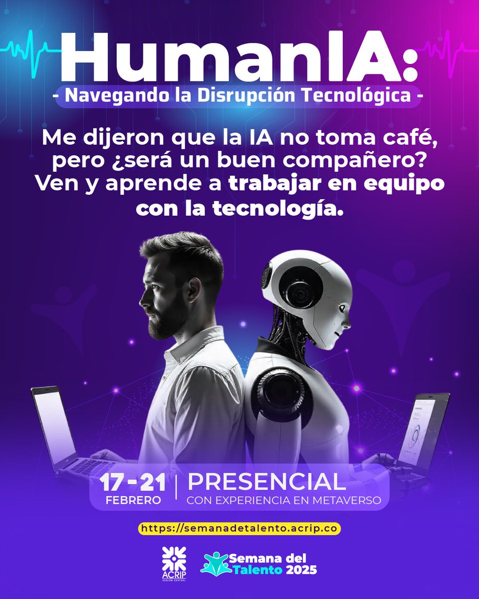Acripbogota's tweet photo. Me dijeron que la #IA no toma café, pero ¿será un buen compañero?
Descubre cómo hacer equipo con la #tecnología en #HumanIA Navegando la Disrupción Tecnológica🚀
🗓️Feb 17 al 21
✨Presencial Bogotá y Medellín - Metaverso
✍🏼Registro: https://t.co/d5xkq0ugi4
https://t.co/0a95F6COIr https://t.co/oG390Fafif