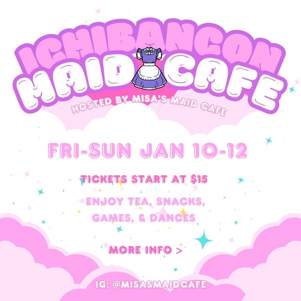 Misa's Maid Cafe is returning to Ichibancon for 2025!
Misa's Maid Cafe will be open on Friday evening, all day Saturday, and Sunday early afternoon!
tickettailor.com/events/misasma…
#maidcafe #kawaii #ichibancon