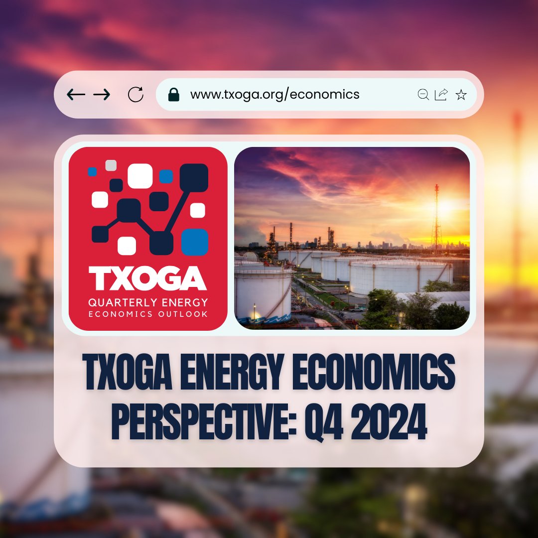 Texas Oil & Gas Association (@txoga) on Twitter photo Check out the latest Energy Economics Perspective for Q4 2024 by TXOGA Chief Economist <a href="/RDeanForeman1/">R. Dean Foreman</a>
which delves into the latest insights from weekly, monthly, and quarterly monitoring and analyses of economic and energy markets.
Read more: txoga.org/txoga-economic… Check out the latest Energy Economics Perspective for Q4 2024 by TXOGA Chief Economist <a href="/RDeanForeman1/">R. Dean Foreman</a>
which delves into the latest insights from weekly, monthly, and quarterly monitoring and analyses of economic and energy markets.
Read more: txoga.org/txoga-economic…