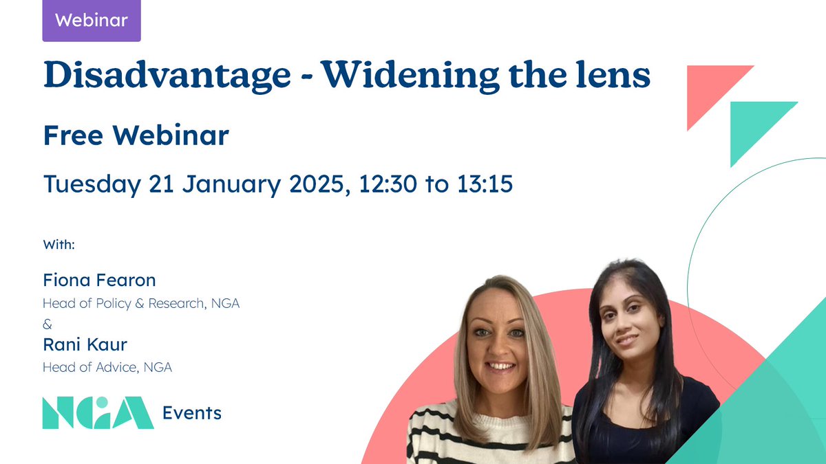 Start 2025 right with our free webinar!📅 

We'll explore how governing boards can tackle barriers to learning for pupils with SEND and those in poverty &amp; Explore strategies on pupil premium, equity, &amp; overcoming resource challenges. nga.org.uk/events/disadva…