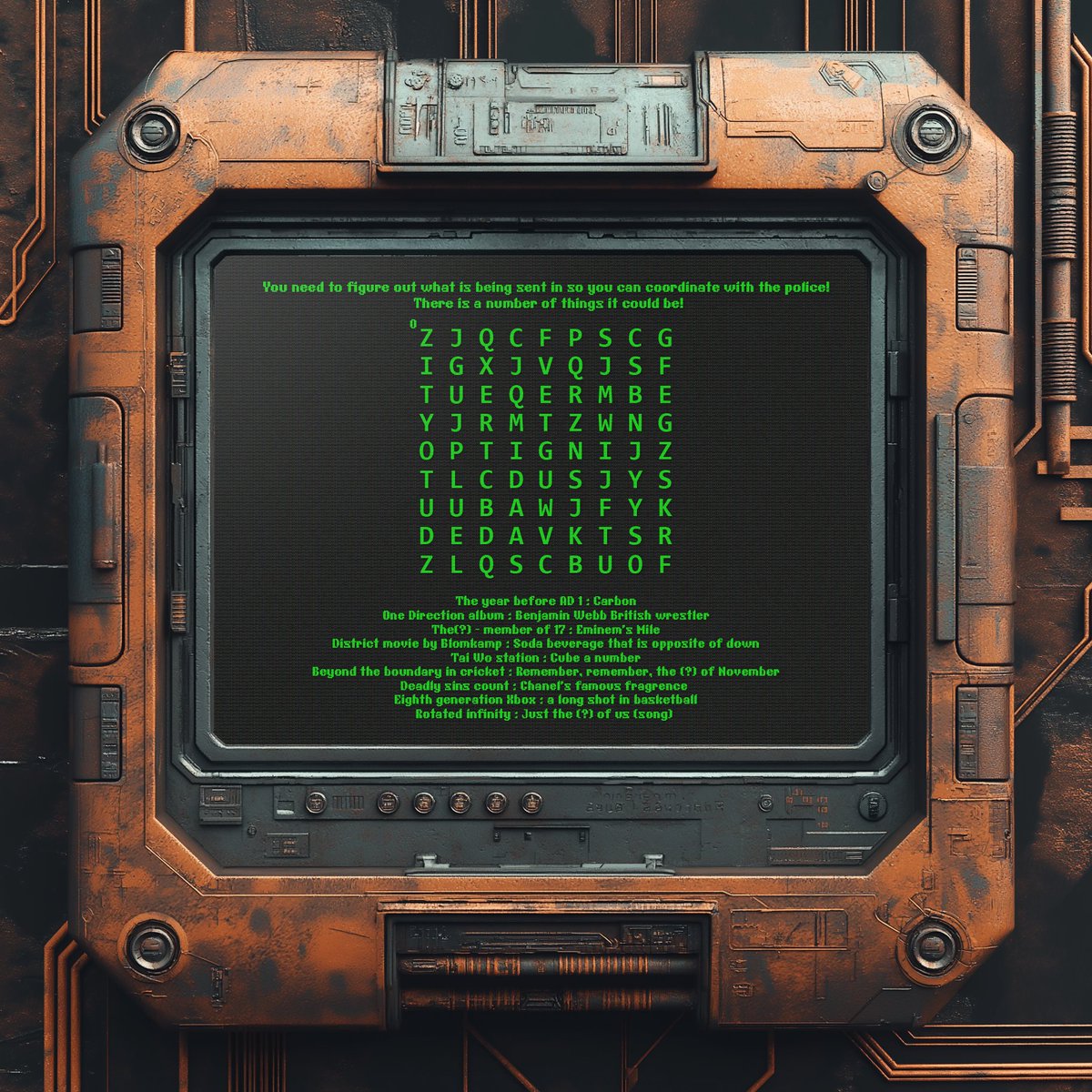 Rustmas 2024-Day 5
I dragged the heavy object over to the window directly above the police car below. Using my plasma rifle, I blasted open the window, shards of glass scattering outward.

“I hope this works,” I thought as I gave the object a firm push, sending it rolling over