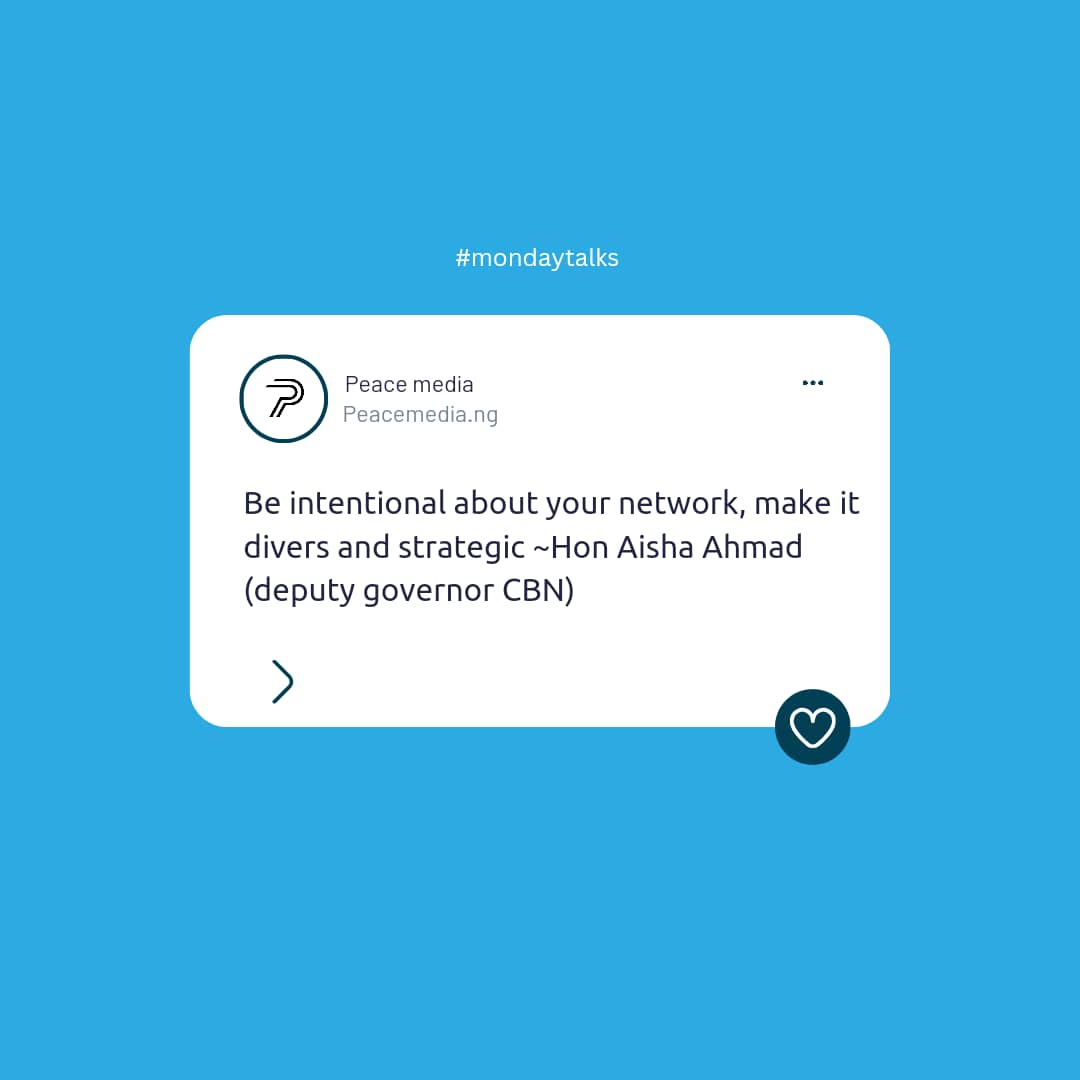 PeacemediaNG's tweet image. Your network is your net worth. Build connections that inspire growth, diversity, and opportunities. Who are you adding to your circle this week?
Let&apos;s make it count.

#mondaytalks #PeaceMedia