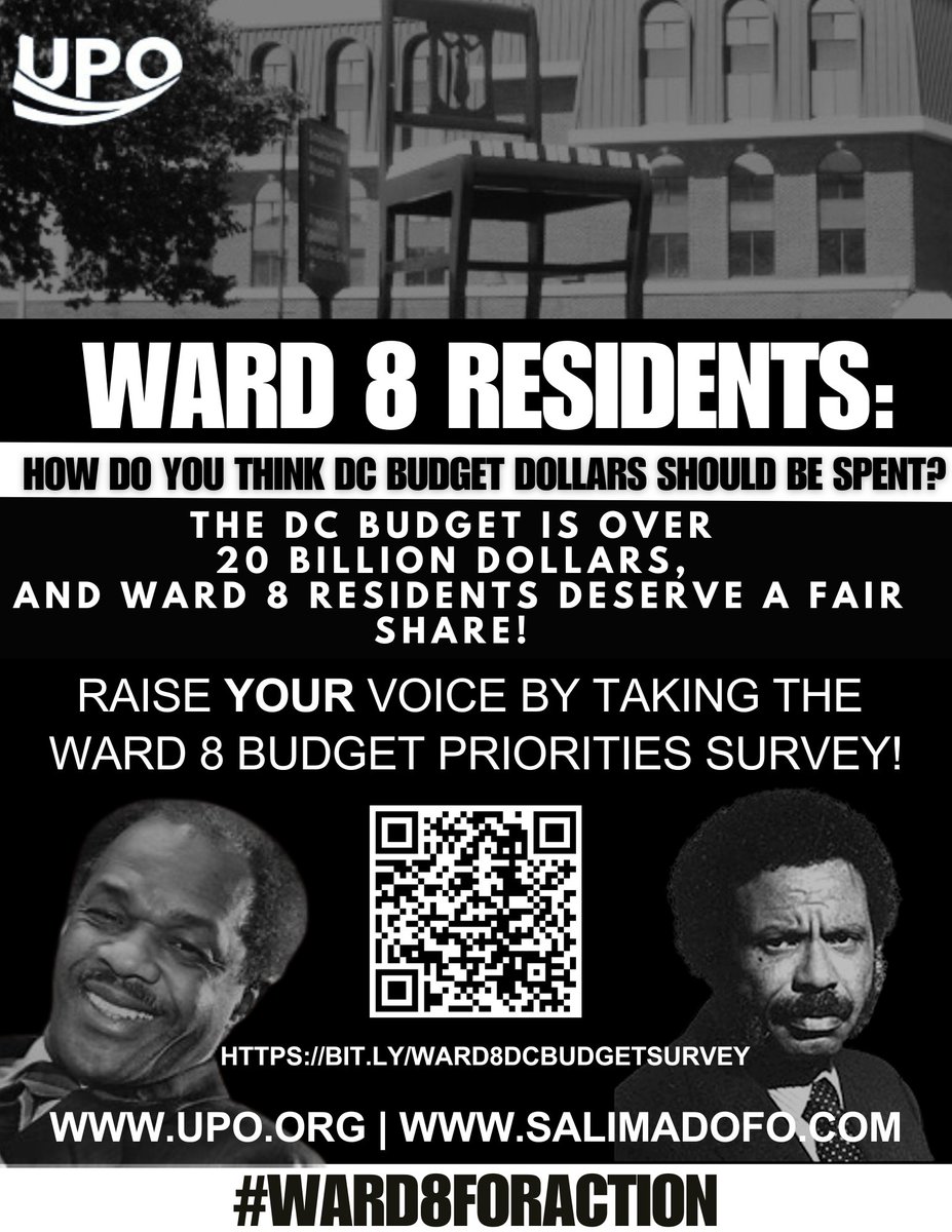 Ward 8 community, we need to make our budget priorities clear! Share your voice here:

bit.ly/ward8dcbudgets…

If you or someone you needs assistance to complete, please reach out.