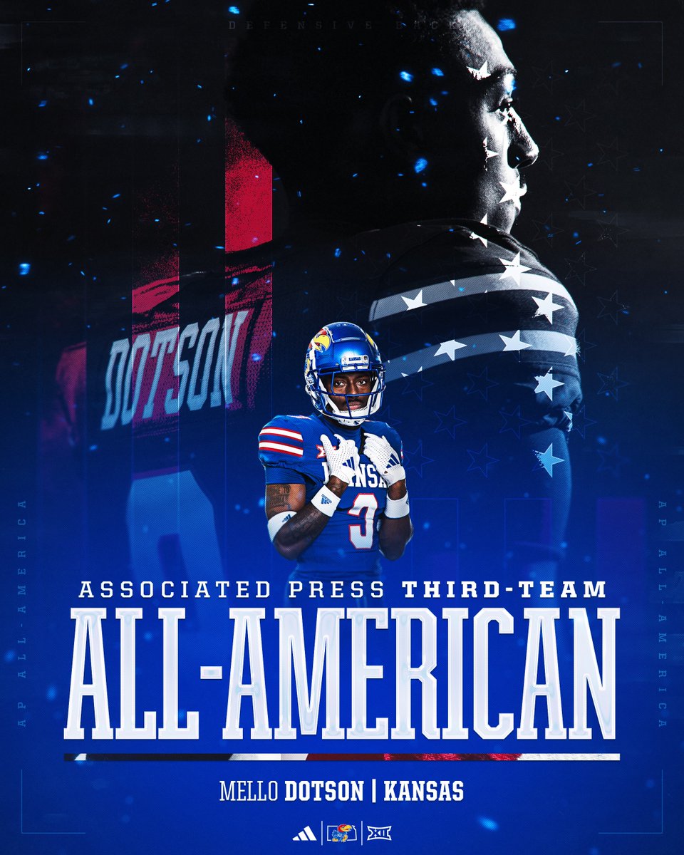 AP Third-Team ALL AMERICAN 🔴🔵 

🔗→ bit.ly/Dotson-AP-AllA…

#RockChalk x <a href="/MelloDotson/">Mello Dotson</a>