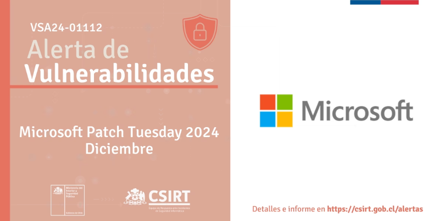 ANCIChile's tweet photo. ¡A actualizar! 🩹 Desde el CSIRT de Gobierno les compartimos información de vulnerabilidades parchadas por #Microsoft en su #UpdateTuesday de diciembre 2024 https://t.co/l0gORE1D5D #CSIRTGob #vulnerabilidades https://t.co/HHNeMeuk4w
