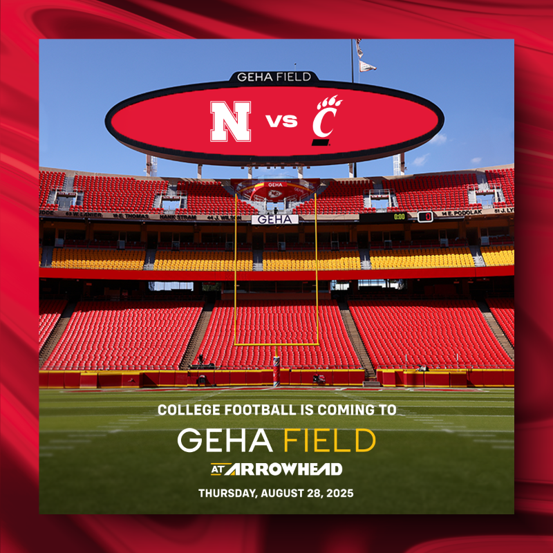GEHAField's tweet photo. College football 🤝 Kansas City

Cincinnati and Nebraska will face off at our place in August of 2025.