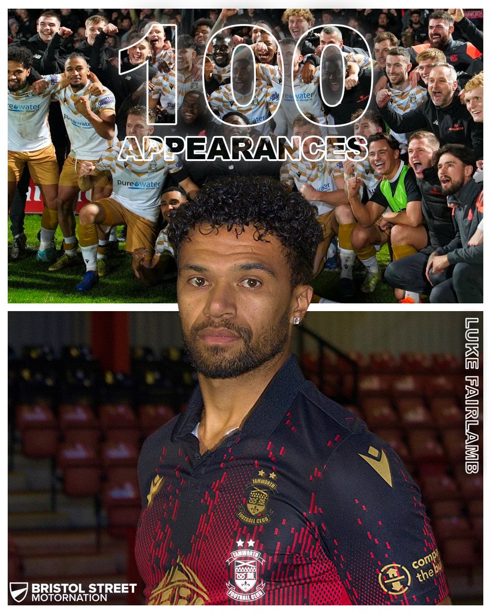 tamworthfc's tweet photo. ⚽️ 1️⃣0️⃣0️⃣ 𝗔𝗣𝗣𝗘𝗔𝗥𝗔𝗡𝗖𝗘𝗦 ⚽️

🐑 Luke Fairlamb made his 100th appearance for the Lambs in last week’s penalty shootout win against Hartlepool United FC

👏 A huge milestone to reach, congratulations Luke!

#bristolstreetmotors | #COYL 🐑⚽️ https://t.co/68Jjkd5ME0