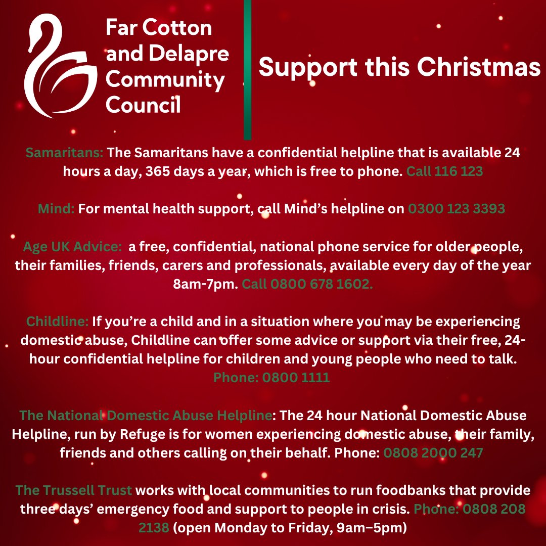We know that Christmas can be a difficult for many different reasons. If you or somebody you know is struggling, don't hesitate to reach out for help should you need it. We've compiled a small list below of numbers providing much-needed advice and support.