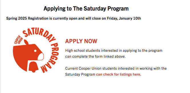 BloomingdaleFam's tweet photo. For students in NYC: free art program at Cooper Union, applications close Jan 10: https://t.co/LSl4H33hmm https://t.co/RhPyENQ0HD