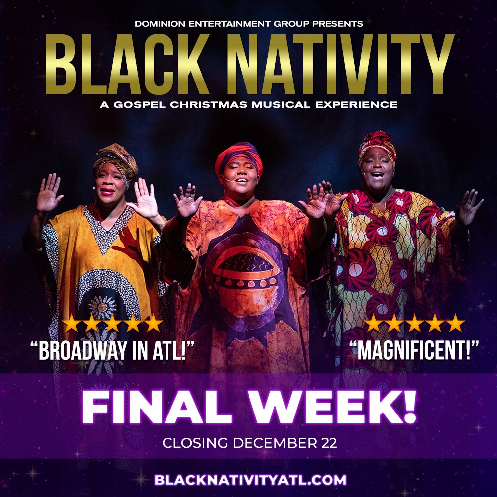 This is it – the FINAL week of performances for Black Nativity! 🎉✨ . Secure your spot today by visiting blacknativityatl.com or calling 404-894-9600. - mailchi.mp/dominionent.or…