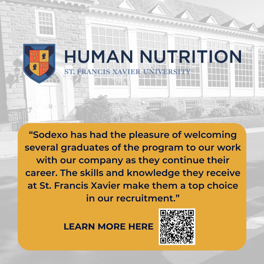 Graduates of our Human Nutrition program play a vital role in student success! 📚 From allergies to enhancing student life, their impact is indispensable. 🍎 Hungry for more? Visit: stfx.ca/programs-cours… 🥕 #stfx