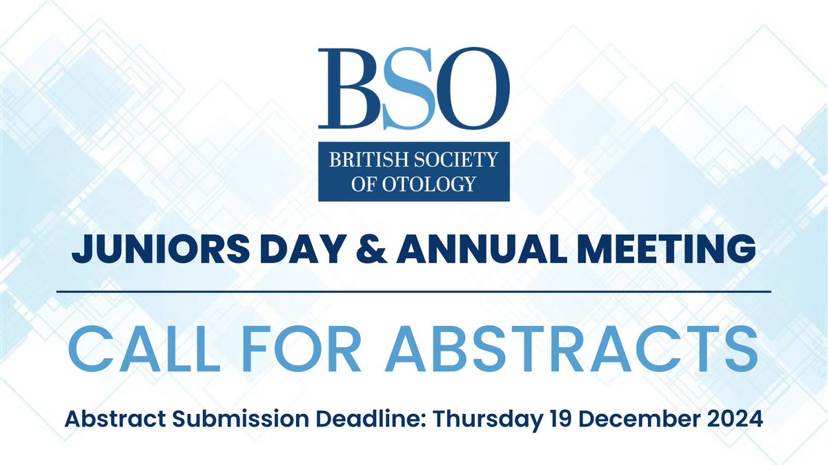 ENT UK (@ent_uk) on Twitter photo LAST CHANCE to submit an abstract for #BSO Juniors Day & Annual Meeting!
Find out more and submit your abstract online 👇
entuk.org/abstracts/call…
Abstract Deadline: Thursday 19 December 2024
<a href="/BsoJuniors/">BSO Juniors</a> #Otology <a href="/RSMORL/">RSM Otology and Laryngology & Rhinology Sections</a> <a href="/ENT_AudsNews/">ENT & Audiology News</a> LAST CHANCE to submit an abstract for #BSO Juniors Day & Annual Meeting!
Find out more and submit your abstract online 👇
entuk.org/abstracts/call…
Abstract Deadline: Thursday 19 December 2024
<a href="/BsoJuniors/">BSO Juniors</a> #Otology <a href="/RSMORL/">RSM Otology and Laryngology & Rhinology Sections</a> <a href="/ENT_AudsNews/">ENT & Audiology News</a>