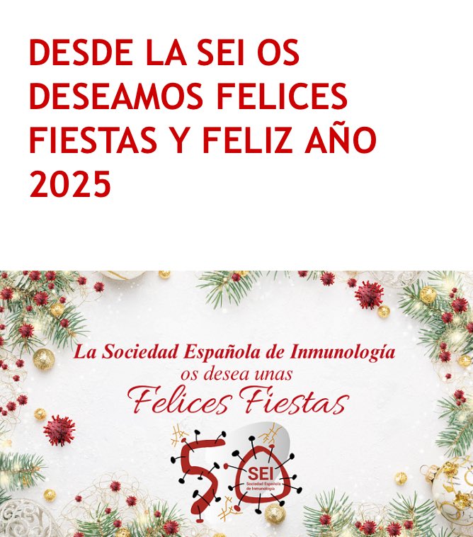 Yvelise Barrios PhD MD (@ybpcph) on Twitter photo Un lujo poder felicitar las fiestas con el logo ganador de nuestro 50 aniversario <a href="/SEinmunologia/">SEInmunología</a> que se conmemora en el 2025! Felices fiestas!! Un lujo poder felicitar las fiestas con el logo ganador de nuestro 50 aniversario <a href="/SEinmunologia/">SEInmunología</a> que se conmemora en el 2025! Felices fiestas!!