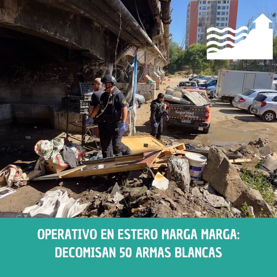 El decomiso de 50 armas blancas y 4 detenidos arrojaron diversos operativos de recuperación de espacios públicos en el  estero Marga Marga. 

Más info en el siguiente link: periodicodelacosta.cl/2024/12/16/est…

#margamarga #viñadelmar #delincuencia #noticias