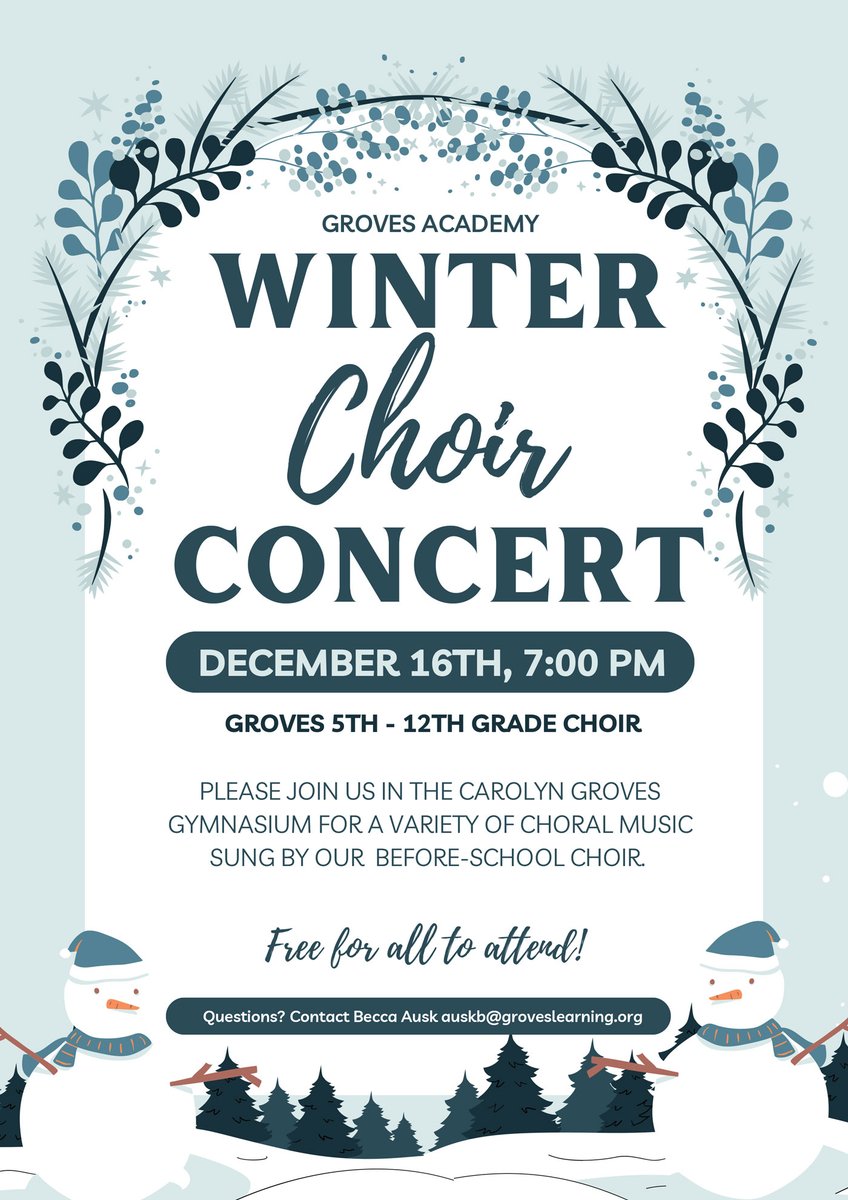 Groves Academy Winter Choir Concert Tonight!

#GrovesPride #GrovesAcademy