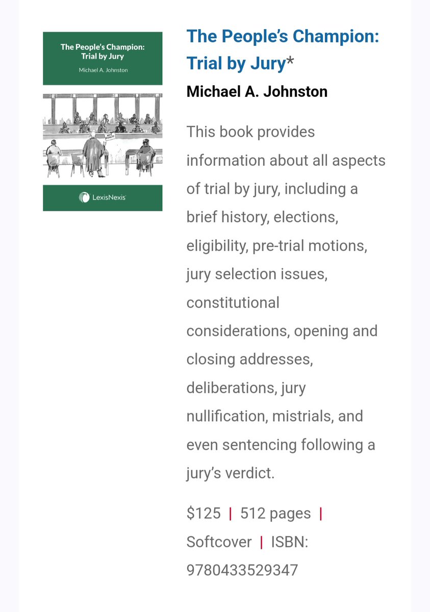 MJ_Esq's tweet photo. Trial by jury is of undeniable importance to a barrister-at-law. Yet, Canadian law schools dedicate insufficient attention to this hallowed institution. This book introduces all aspects of the jury trial to law students, and young advocates. 

https://t.co/gkqo6AJhqh

#jury https://t.co/rU5UnKHmYy