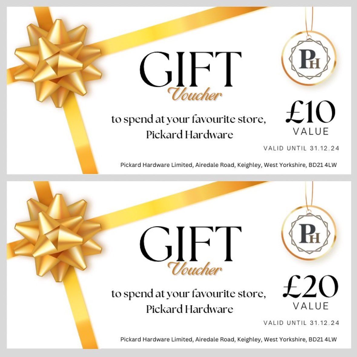 PickardHardware's tweet photo. 🎁🎁 Stuck for a Christmas present idea? 🎁🎁

What about a Pickard Hardware gift voucher!

To buy gift vouchers  just call our sales team on 01535 665765, email sales@pickardhardware.com or pop in to our Keighley sales counter. 

#giftvouchers #christmaspresentideas https://t.co/U6l8uQBsCW
