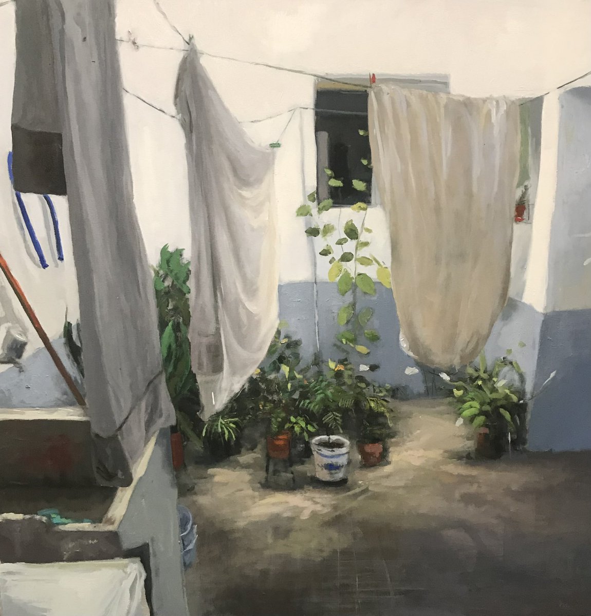 Sábanas , óleo sobre lino