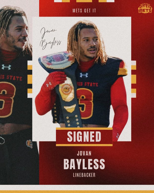 Do naszej drużyny dołącza Jovan Bayless - linebacker z Kalifornii, który swoją przygodę z futbolem rozpoczął już w wieku 5 lat w San Diego. Jako zawodnik uniwersytecki sięgnął po dwa tytuły mistrzowskie Division 2 w 2021 i 2022 roku. 🏈

#Mets2025 #MetsGetIt #NewEra #MetsFamily