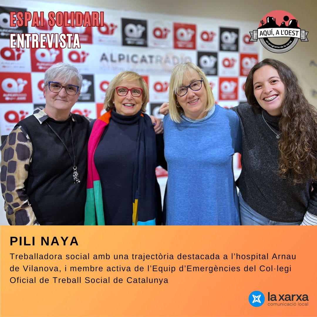 En l'Espai Solidari d'avui descobreix la tasca de treball social en situacions d'emergència de la mà de Pili Naya.
Descobreix com l’equip d’emergències fa front a catàstrofes com la Dana i el paper clau de la solidaritat veïnal.

📻 A partir 17.15h a la teva ràdio local!
