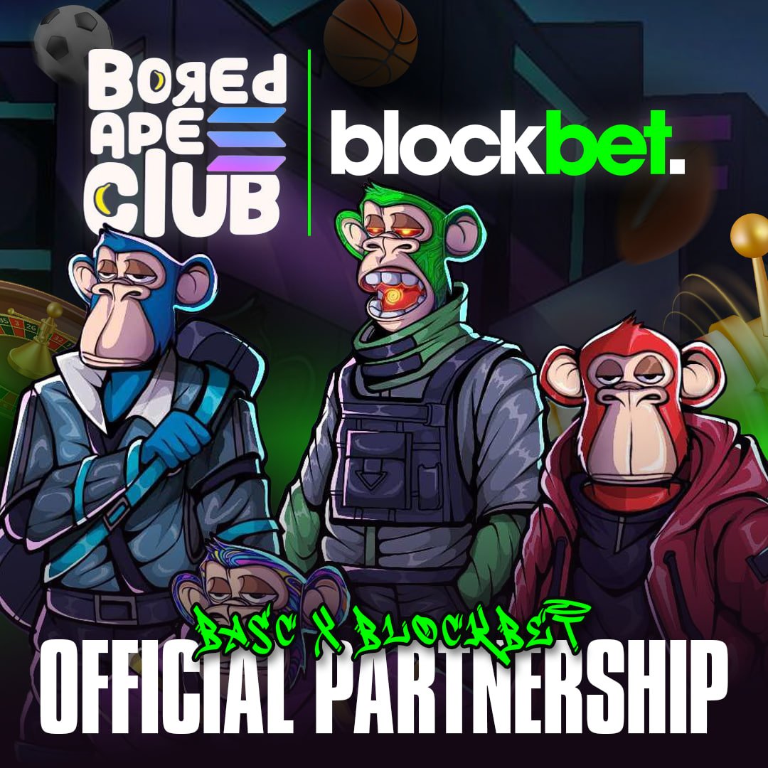 BASC 🤝 BlockBet

Happy to welcome <a href="/BoredApeSolClub/">Bored Ape Solana Club</a> as the latest addition to the BlockBet Communities program. 

The BASC fam has been absolutely killing it lately, so teaming up with another strong Solana-based community was a no-brainer. 

Now, BASC holders will be able to