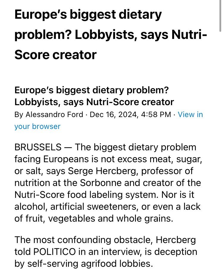 Camille Perrin (@perrin_cam) on Twitter photo “The big problem in Europe is this incapacity to not give way to lobbies and put public health first”, prof. <a href="/HercbergS/">Hercberg Serge</a> told <a href="/POLITICOEurope/">POLITICOEurope</a>.
Commissioners <a href="/CHansenEU/">Christophe Hansen</a> and <a href="/OliverVarhelyi/">Oliver Varhelyi</a> can still prove him wrong when presenting the upcoming Vision for Agriculture and Food …🤓 “The big problem in Europe is this incapacity to not give way to lobbies and put public health first”, prof. <a href="/HercbergS/">Hercberg Serge</a> told <a href="/POLITICOEurope/">POLITICOEurope</a>.
Commissioners <a href="/CHansenEU/">Christophe Hansen</a> and <a href="/OliverVarhelyi/">Oliver Varhelyi</a> can still prove him wrong when presenting the upcoming Vision for Agriculture and Food …🤓