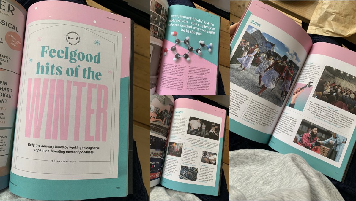 We may not yet have reached Christmas, but I've compiled a natty little dopamine menu for the lovely fellas at Nearfield Magazine to help soothe your January blues when they arrive. Available at a southwest coffee shop near you.