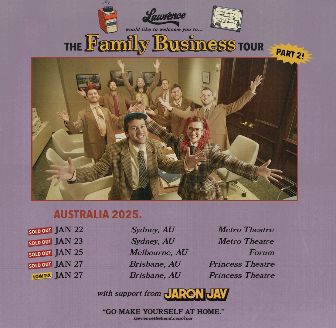 so excited to announce that <a href="/the_jaronjay/">jaron.jay</a> is opening for us in Australia !!! 

lawrencetheband.com/tour